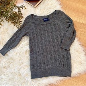 Grey Crochet Sweater American Eagle